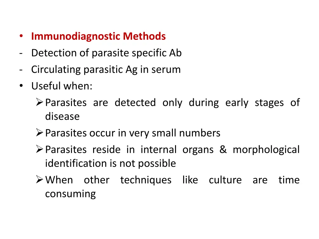 immunodiagnostic methods detection of parasite