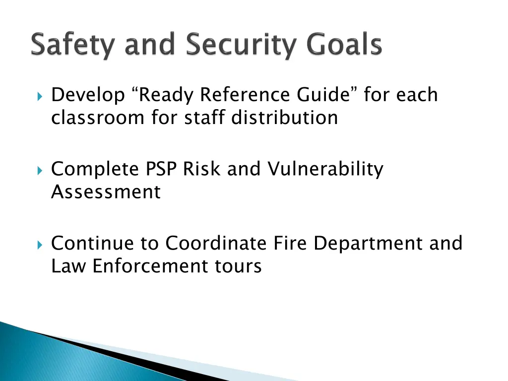 develop ready reference guide for each classroom