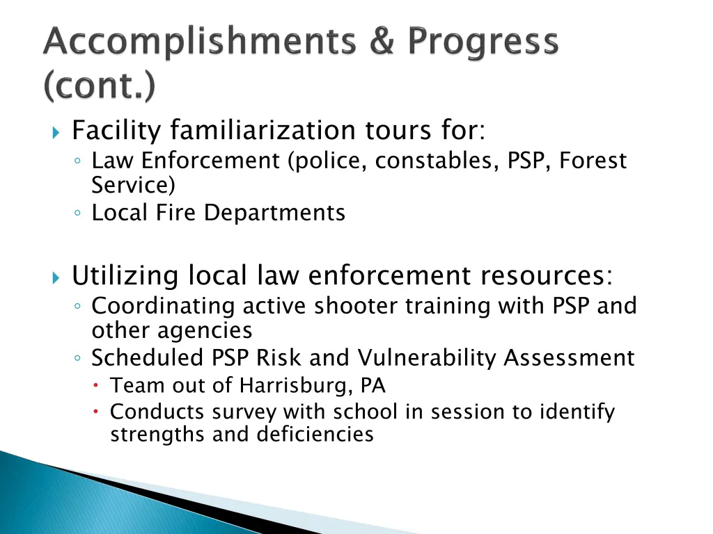 facility familiarization tours