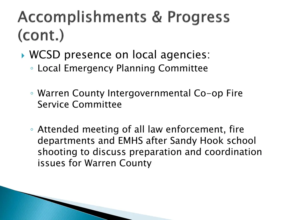 wcsd presence on local agencies local emergency