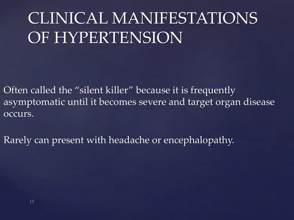 clinical manifestations of hypertension