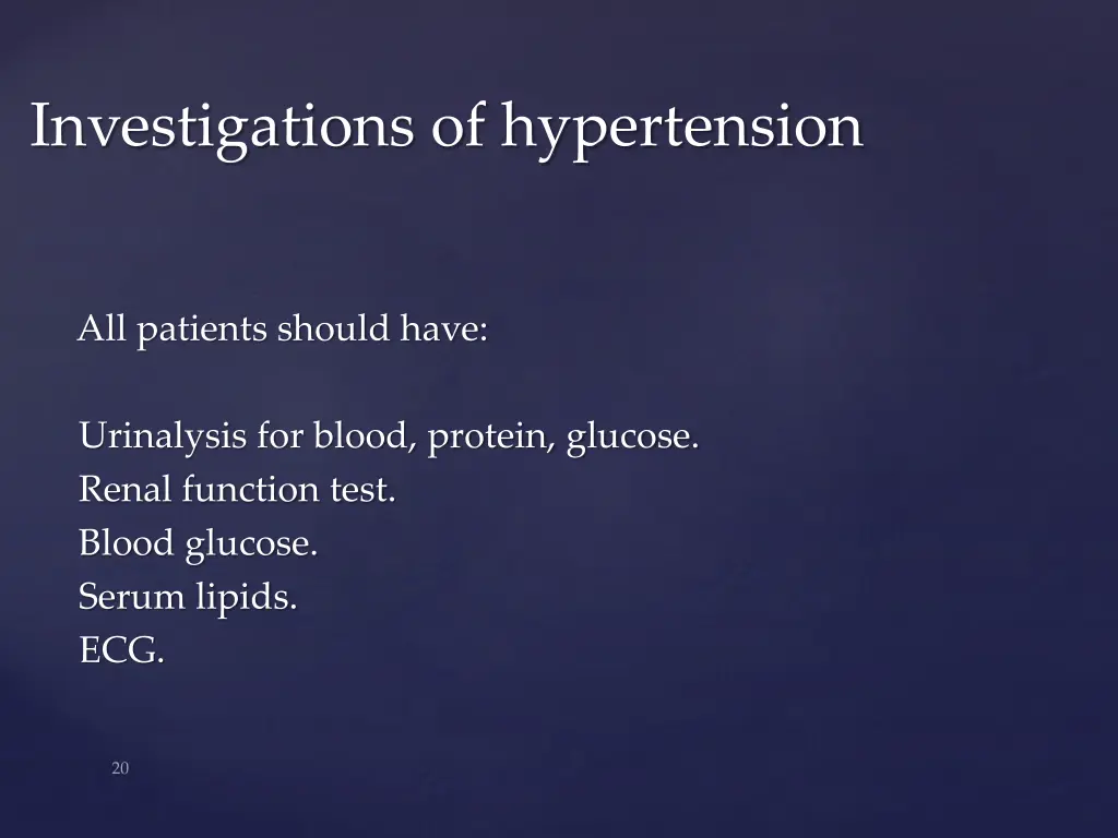 investigations of hypertension