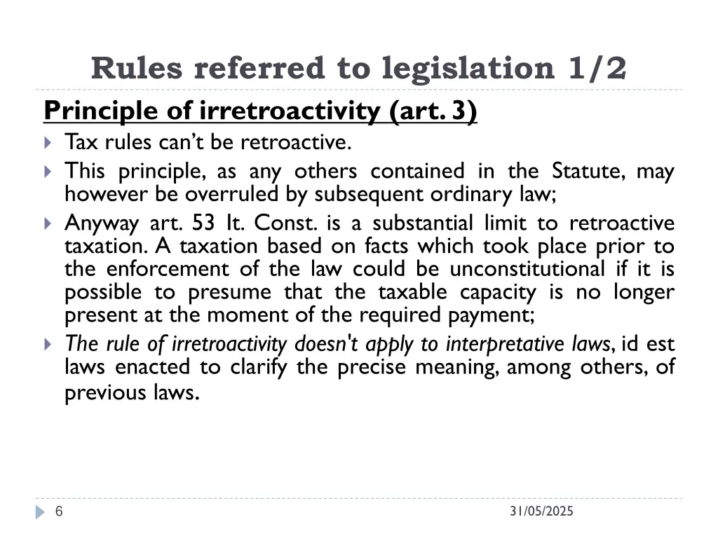 rules referred to legislation 1 2 principle