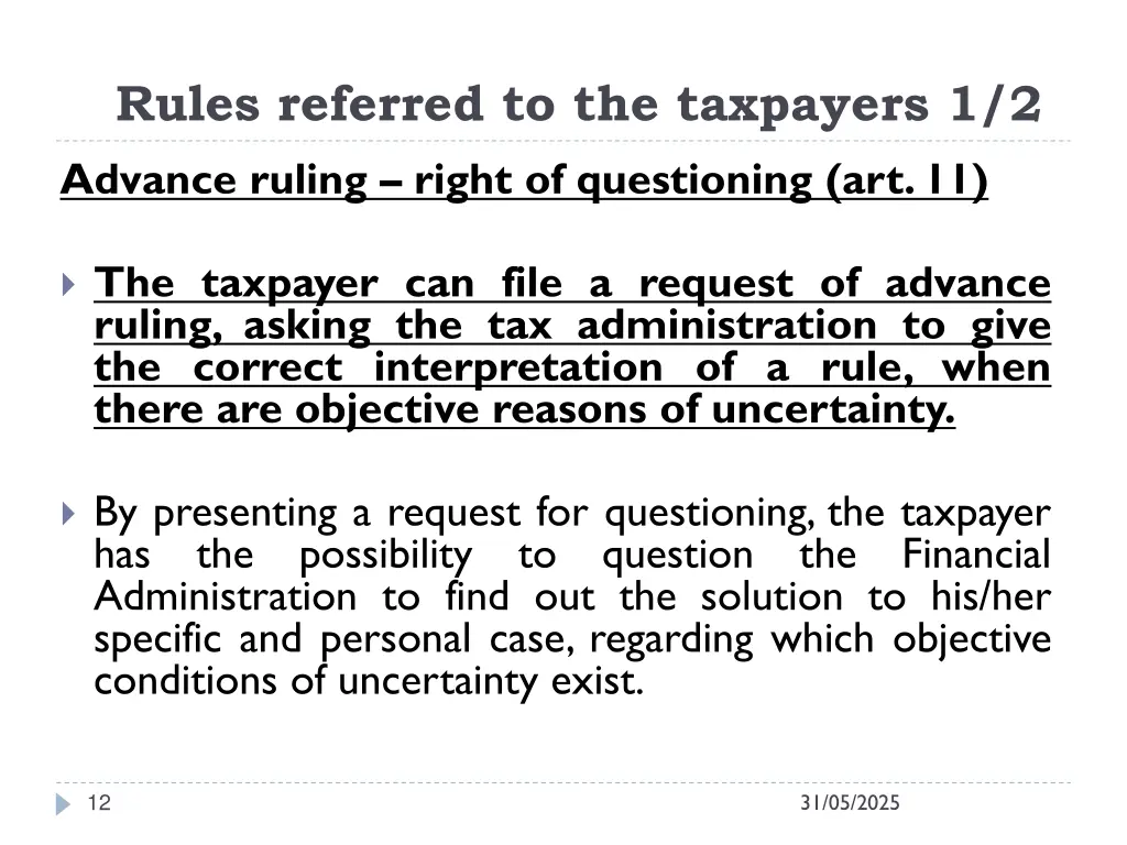 rules referred to the taxpayers 1 2