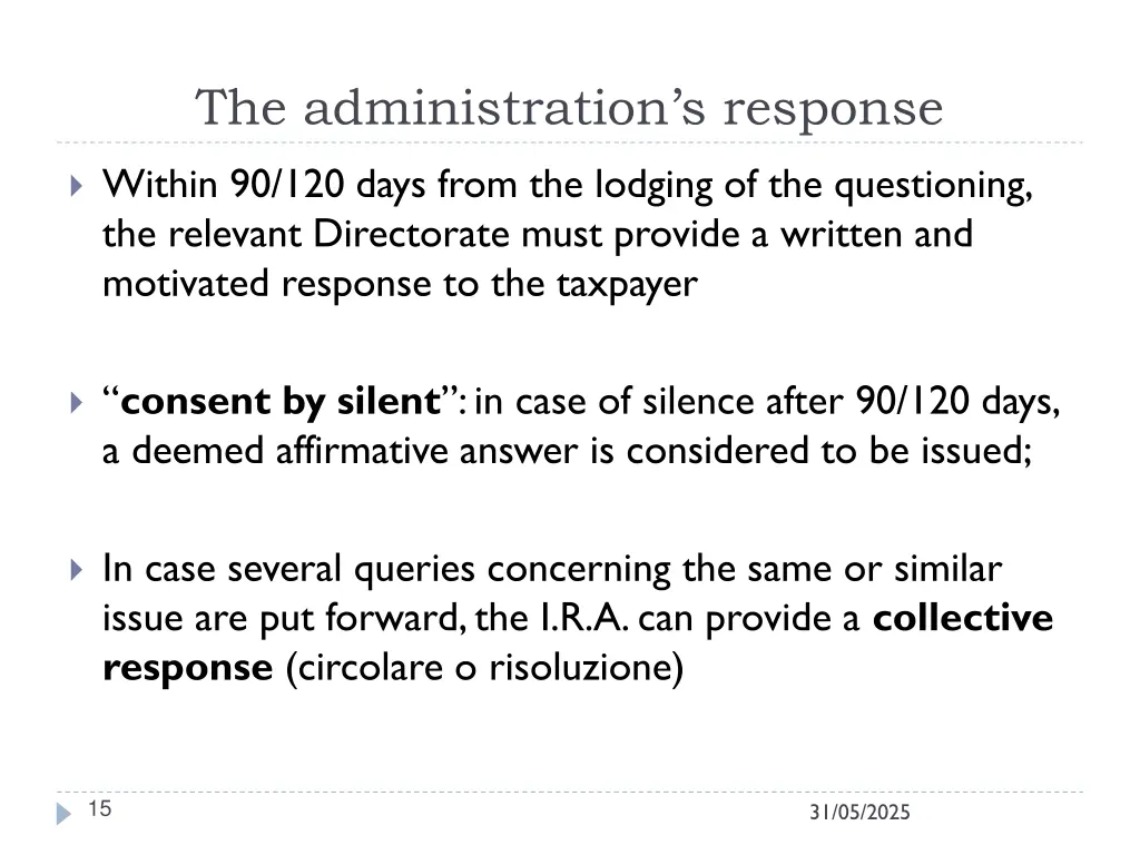 the administration s response