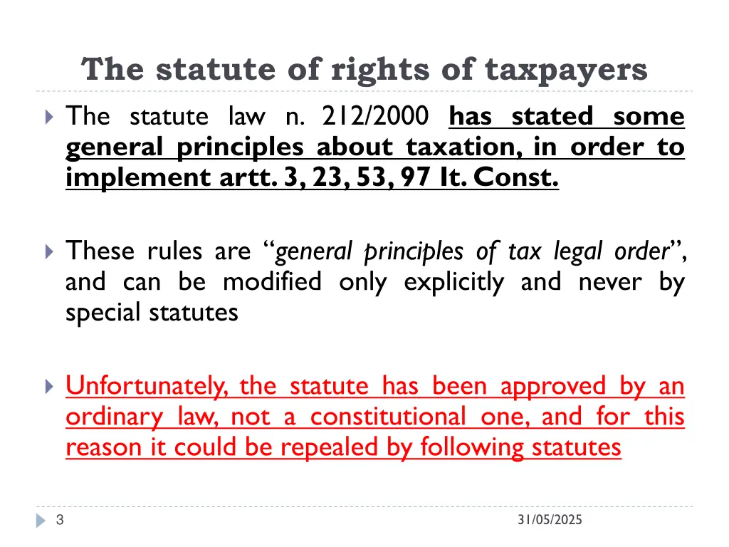 the statute of rights of taxpayers