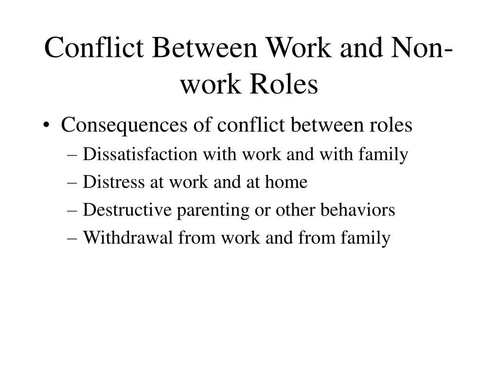 conflict between work and non work roles