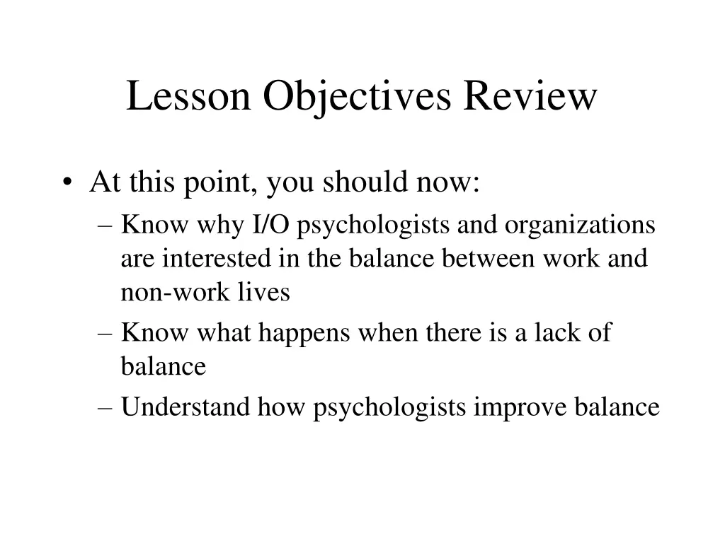 lesson objectives review