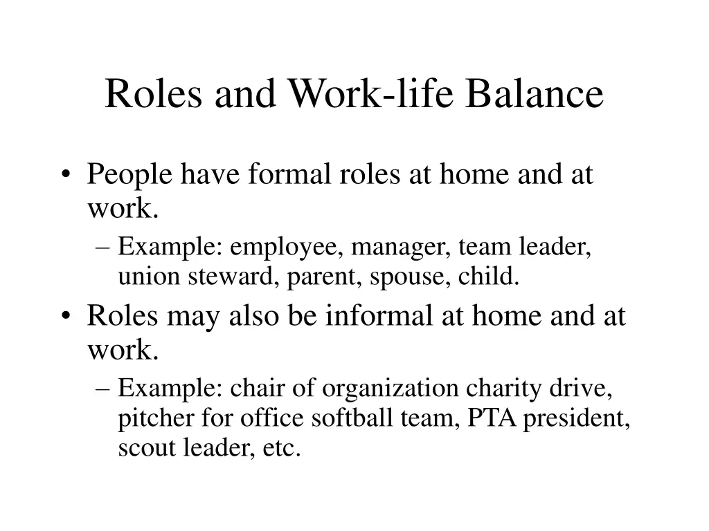 roles and work life balance