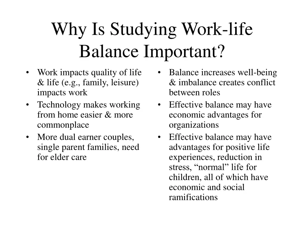 why is studying work life balance important
