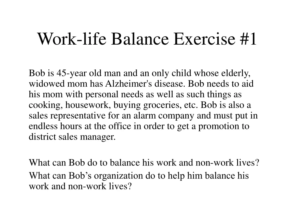 work life balance exercise 1