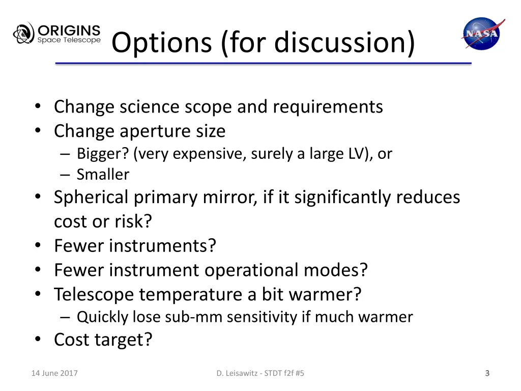 options for discussion