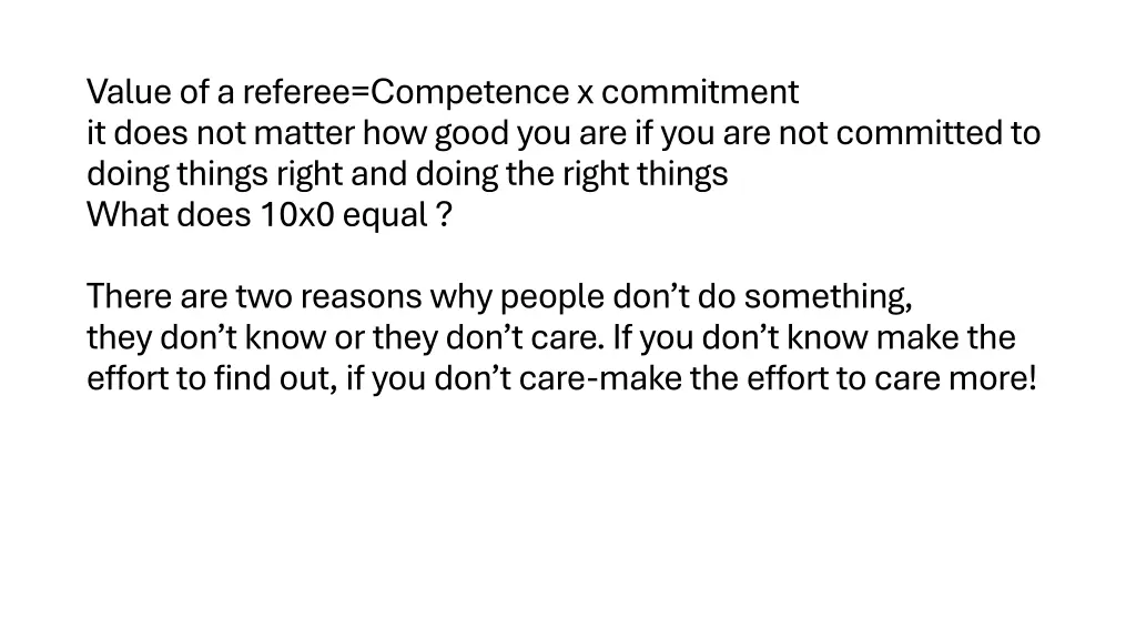 value of a referee competence x commitment