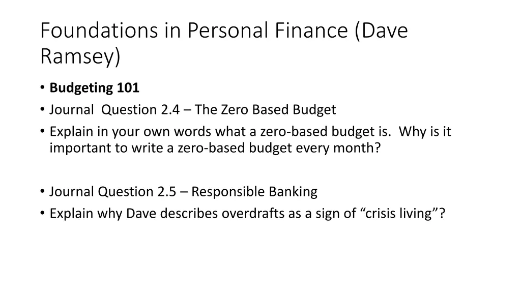 foundations in personal finance dave ramsey 3