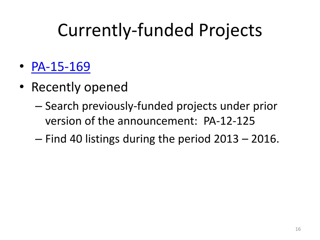 currently funded projects