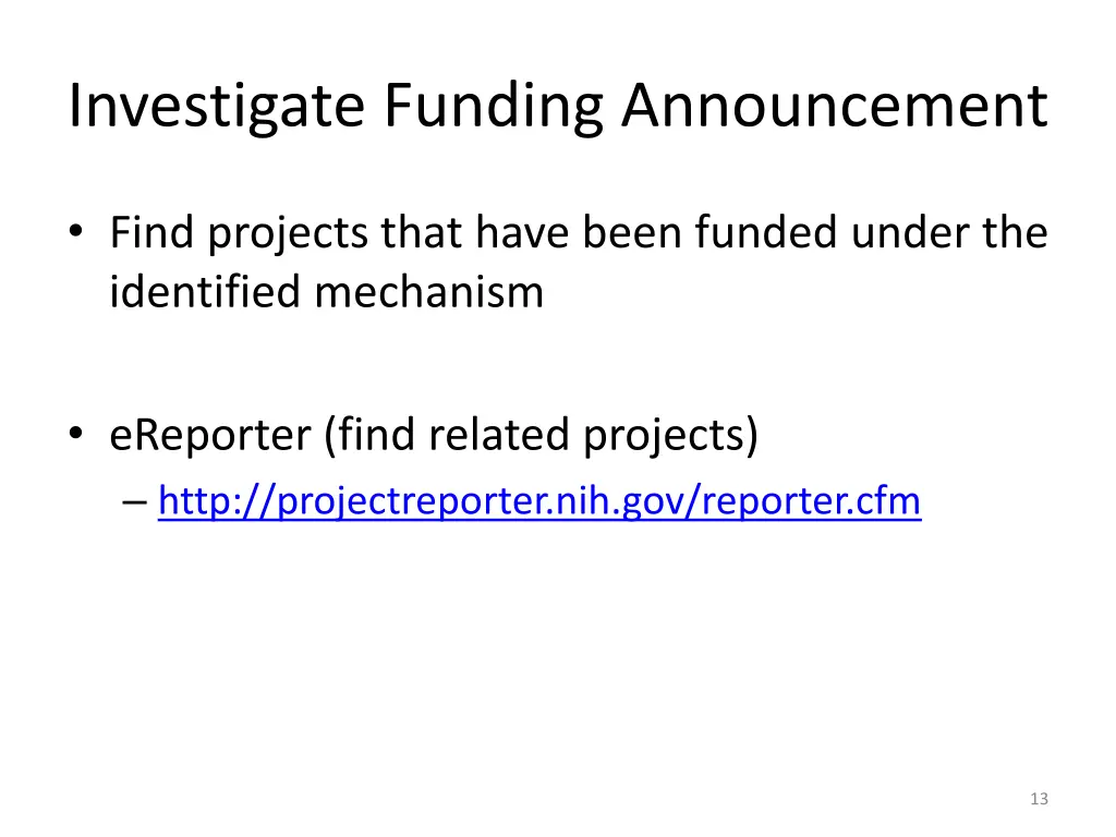 investigate funding announcement