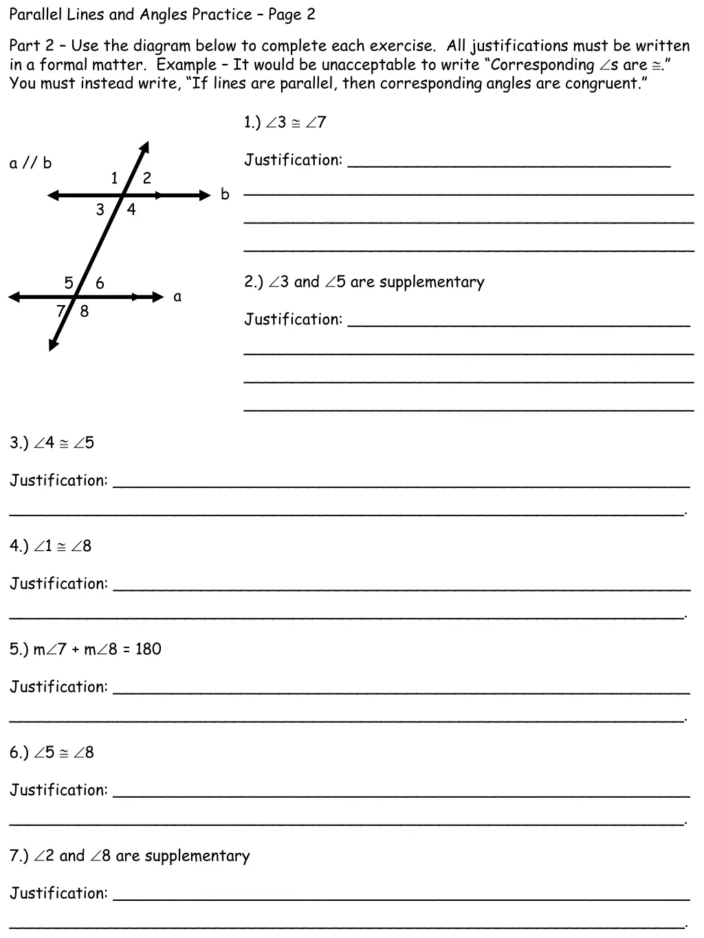 parallel lines and angles practice page 2