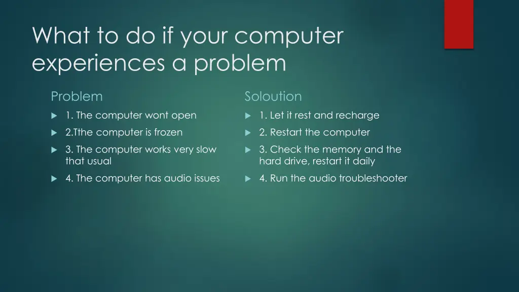 what to do if your computer experiences a problem