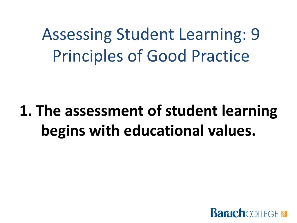 assessing student learning 9 principles of good