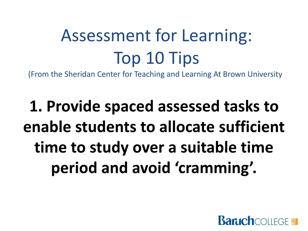 assessment for learning top 10 tips from