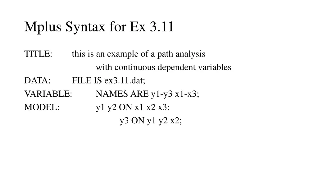 mplus syntax for ex 3 11