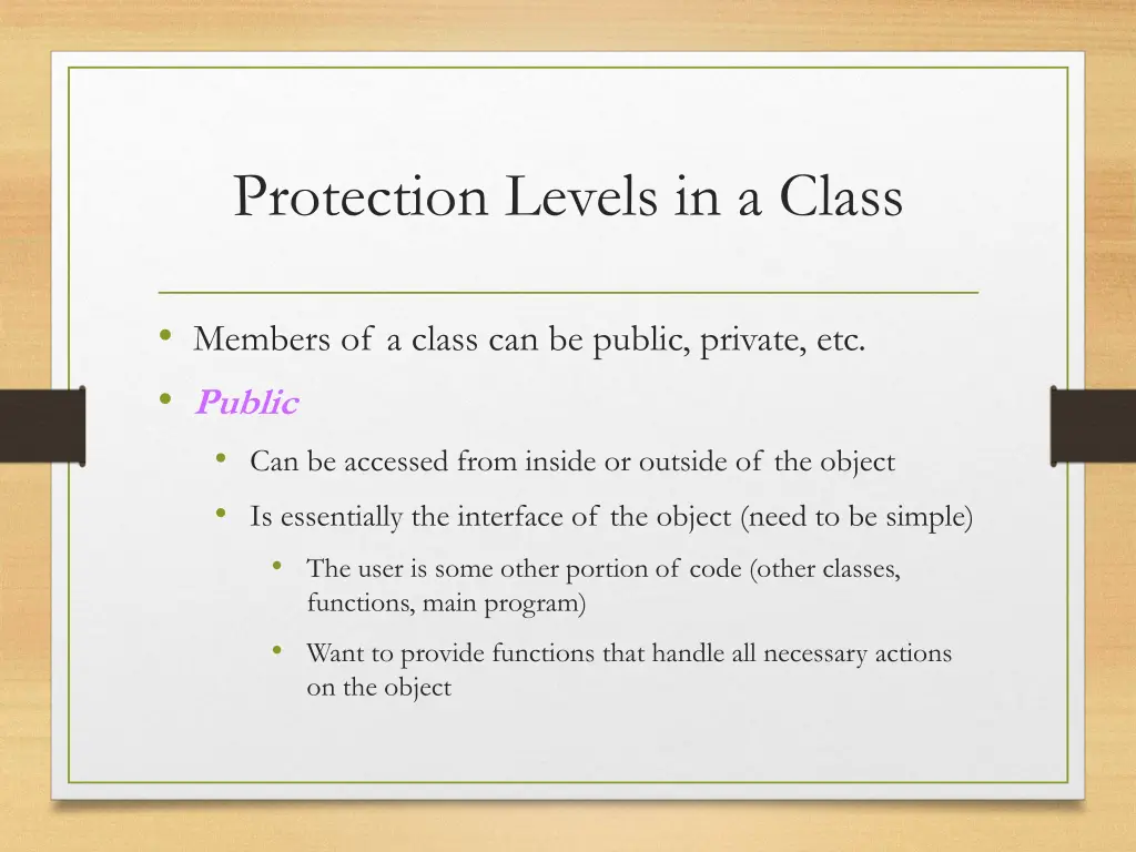protection levels in a class