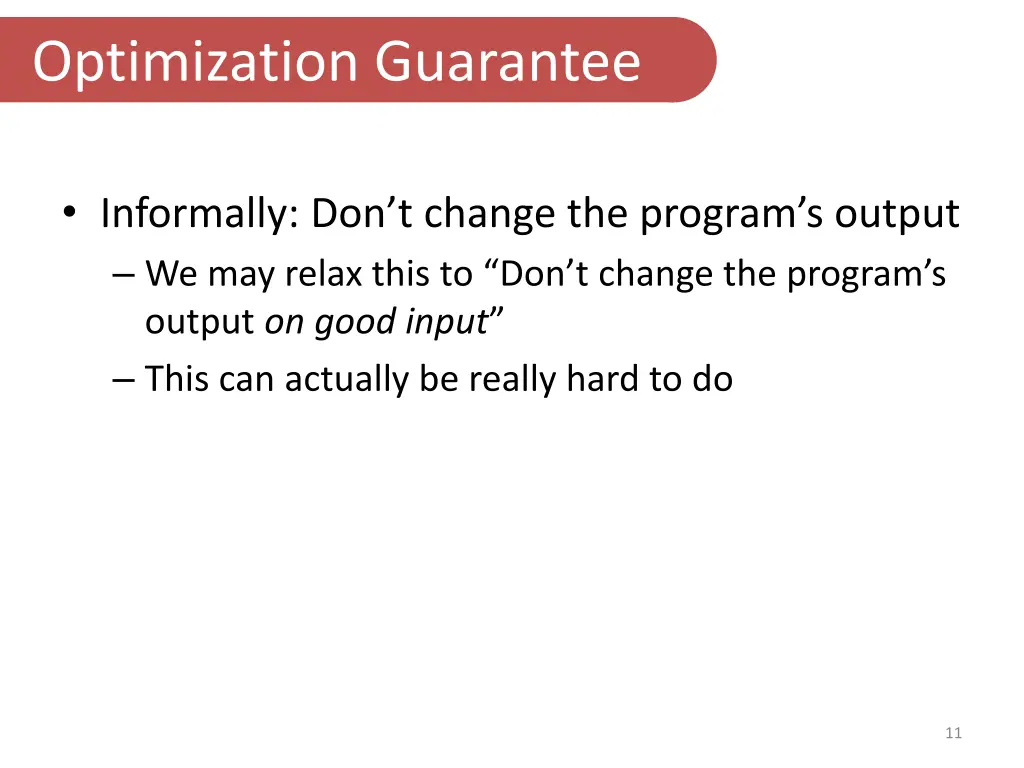 optimization guarantee