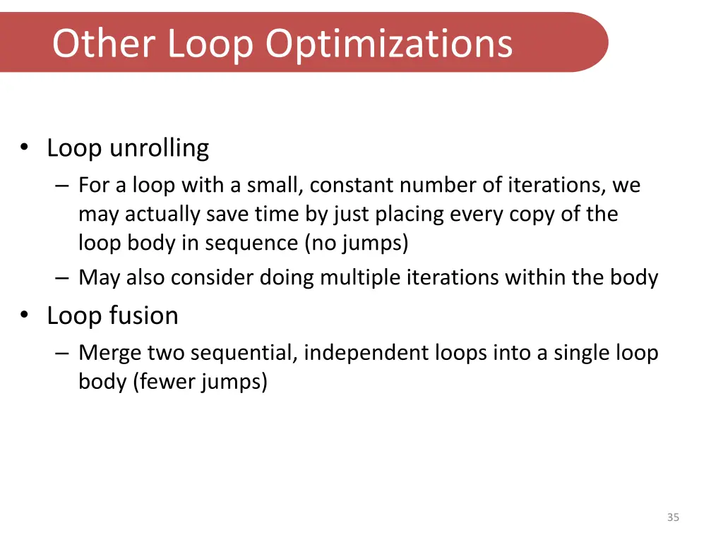other loop optimizations