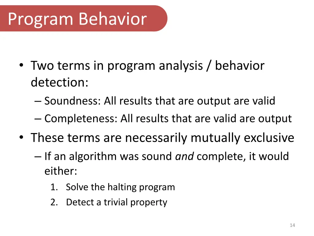 program behavior