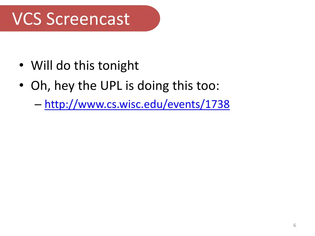 vcs screencast