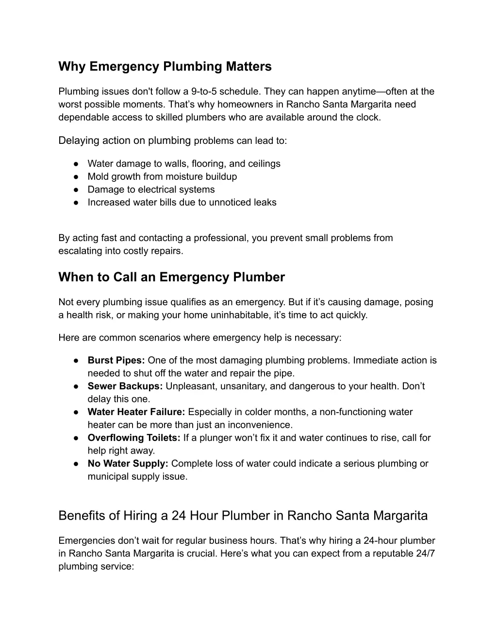 why emergency plumbing matters