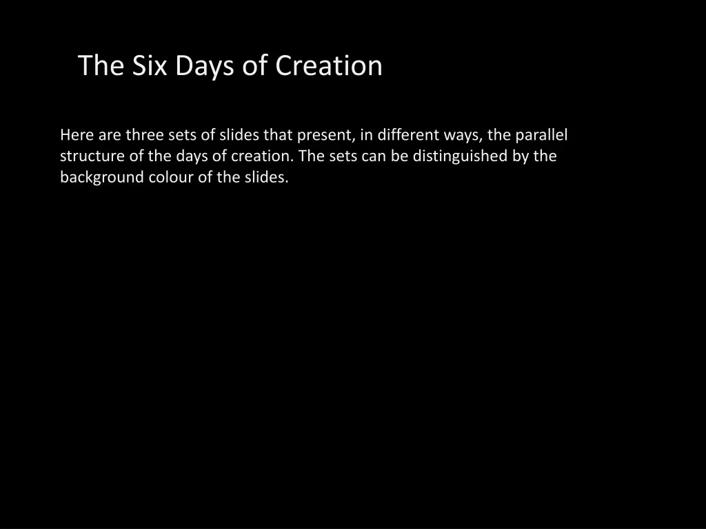 the six days of creation