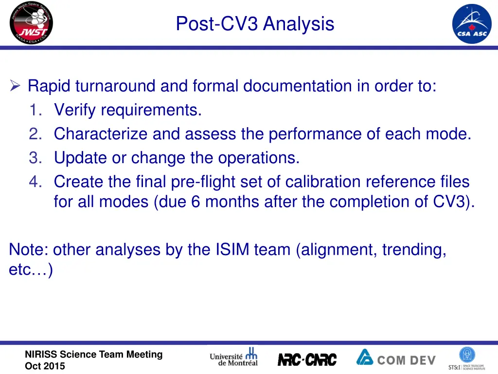post cv3 analysis