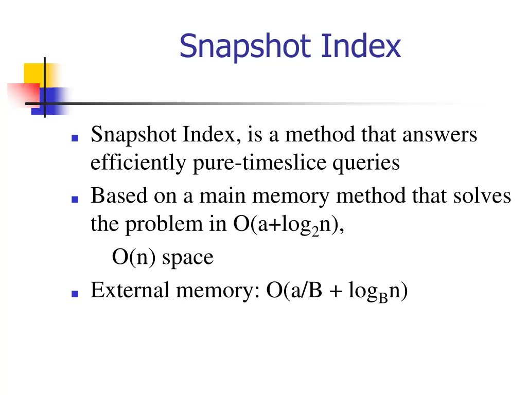 snapshot index