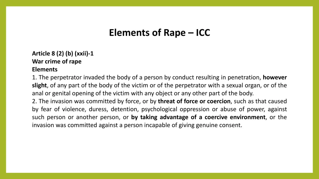 elements of rape icc