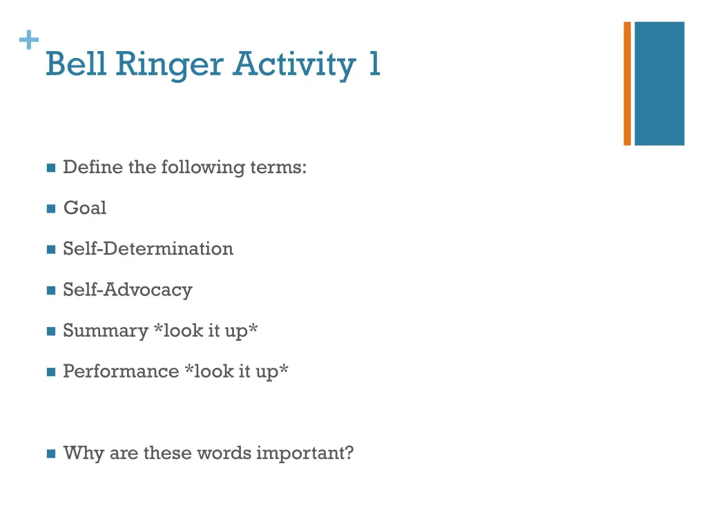 bell ringer activity 1