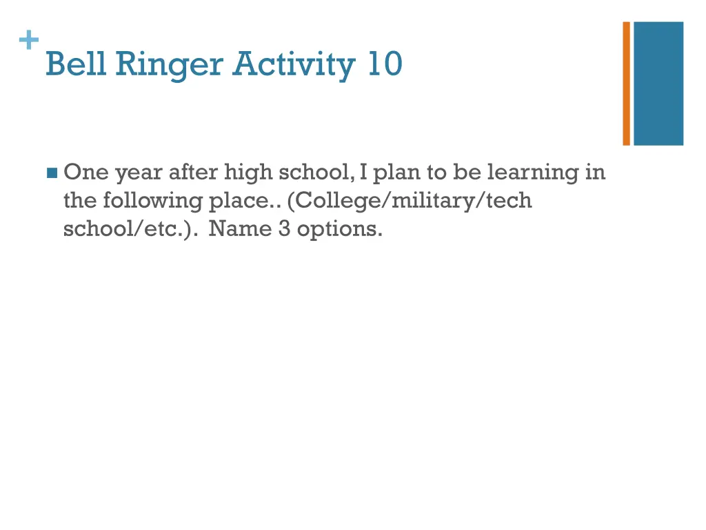 bell ringer activity 10