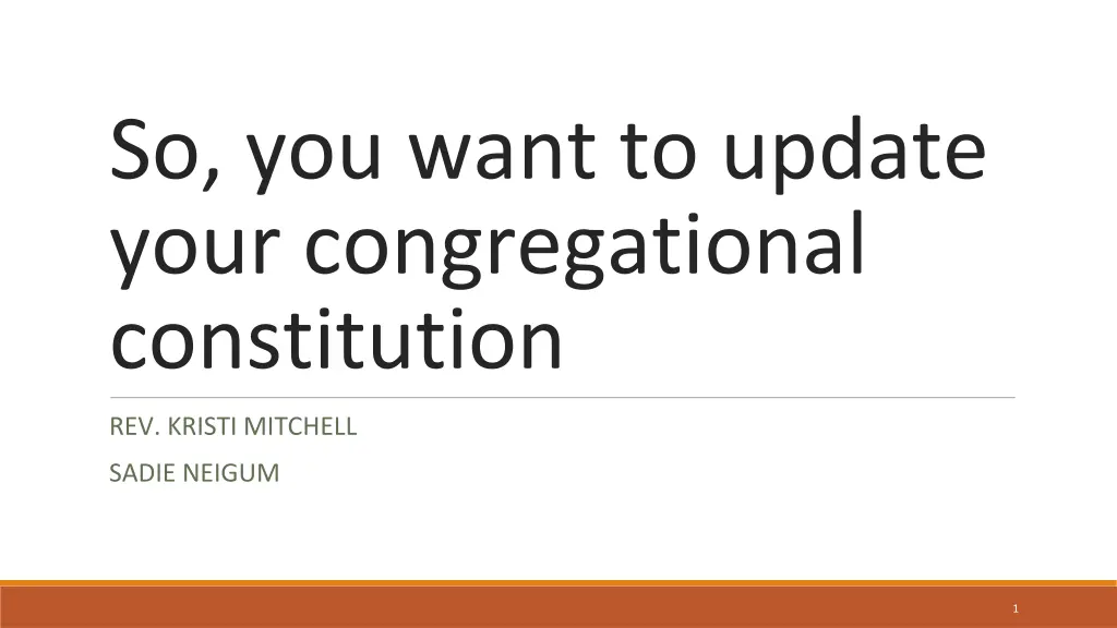 so you want to update your congregational