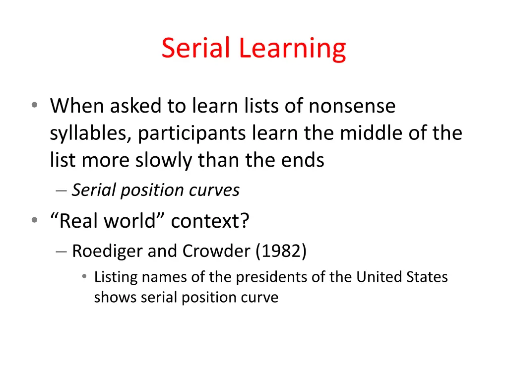 serial learning