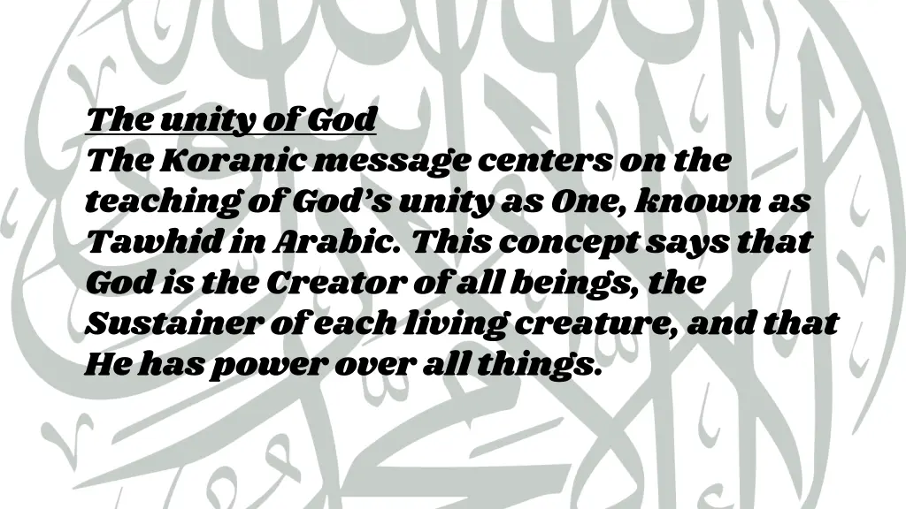 the unity of god the koranic message centers