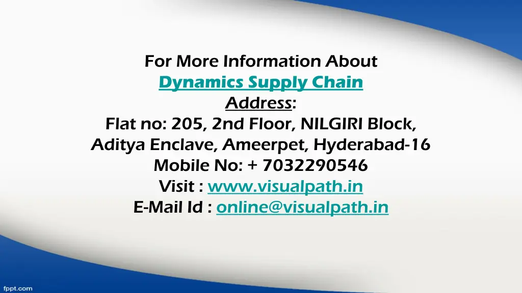 for more information about dynamics supply chain