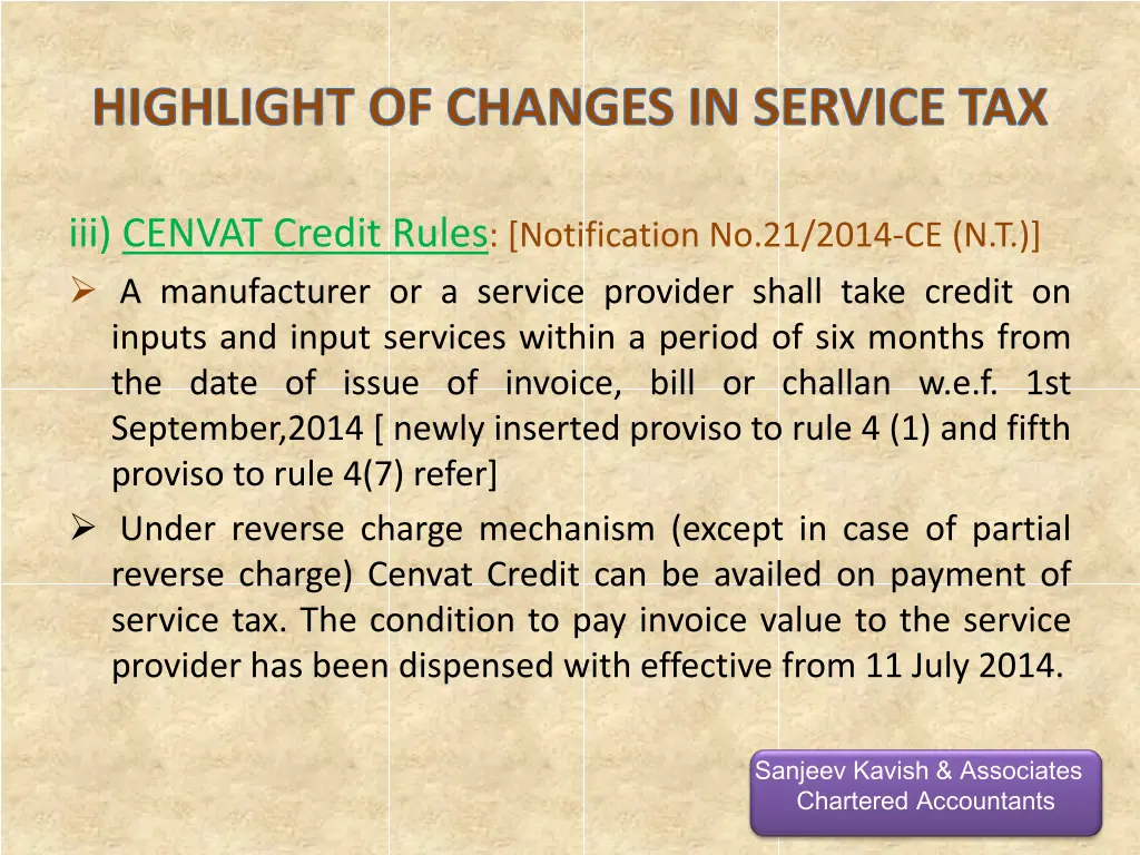 highlight of changes in service tax 10
