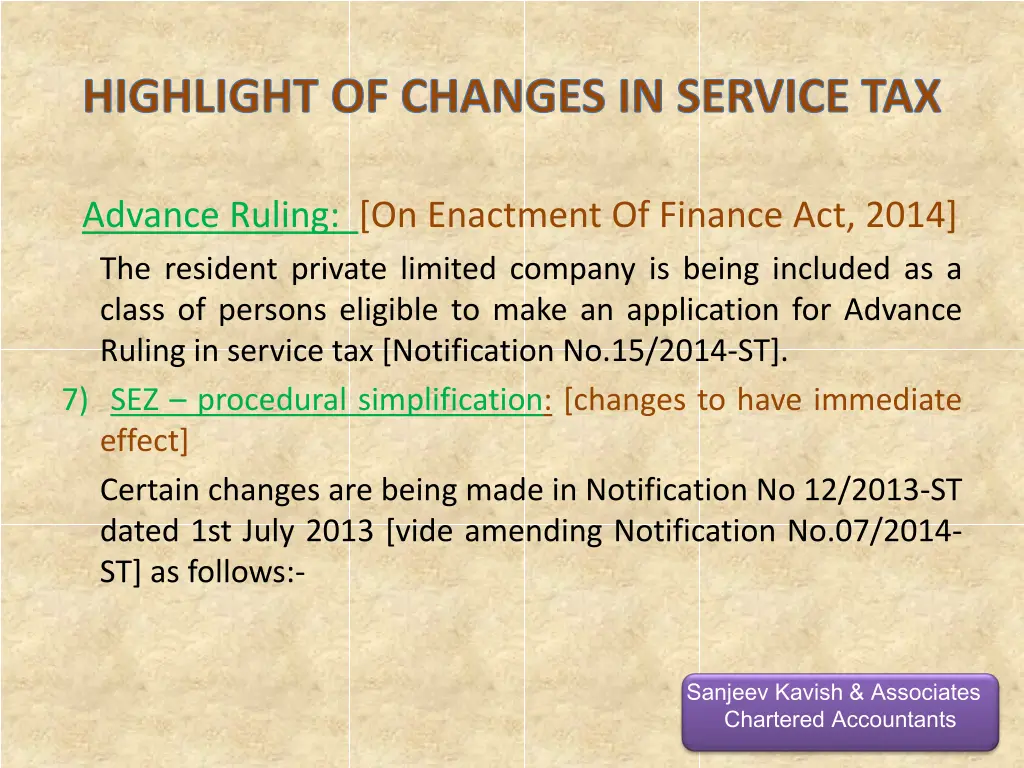highlight of changes in service tax 13
