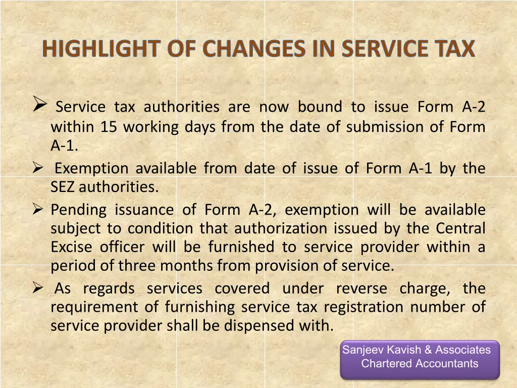 highlight of changes in service tax 14
