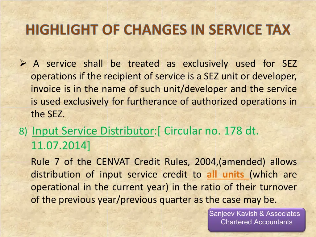 highlight of changes in service tax 15