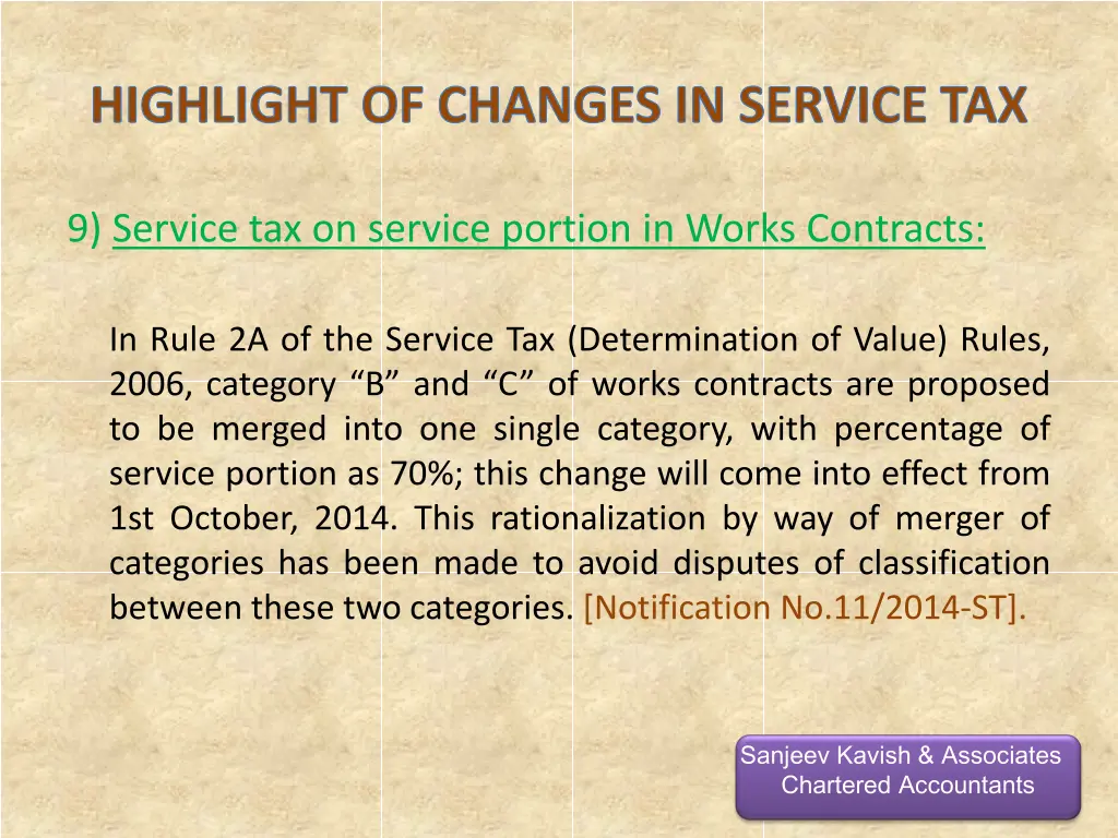 highlight of changes in service tax 16