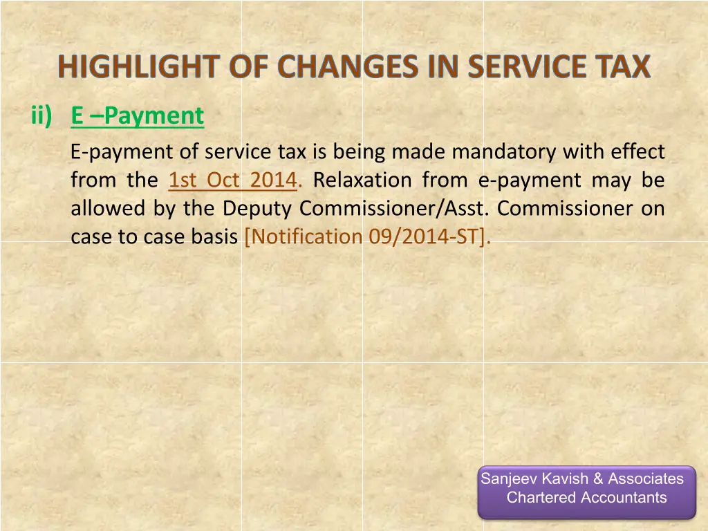 highlight of changes in service tax 5