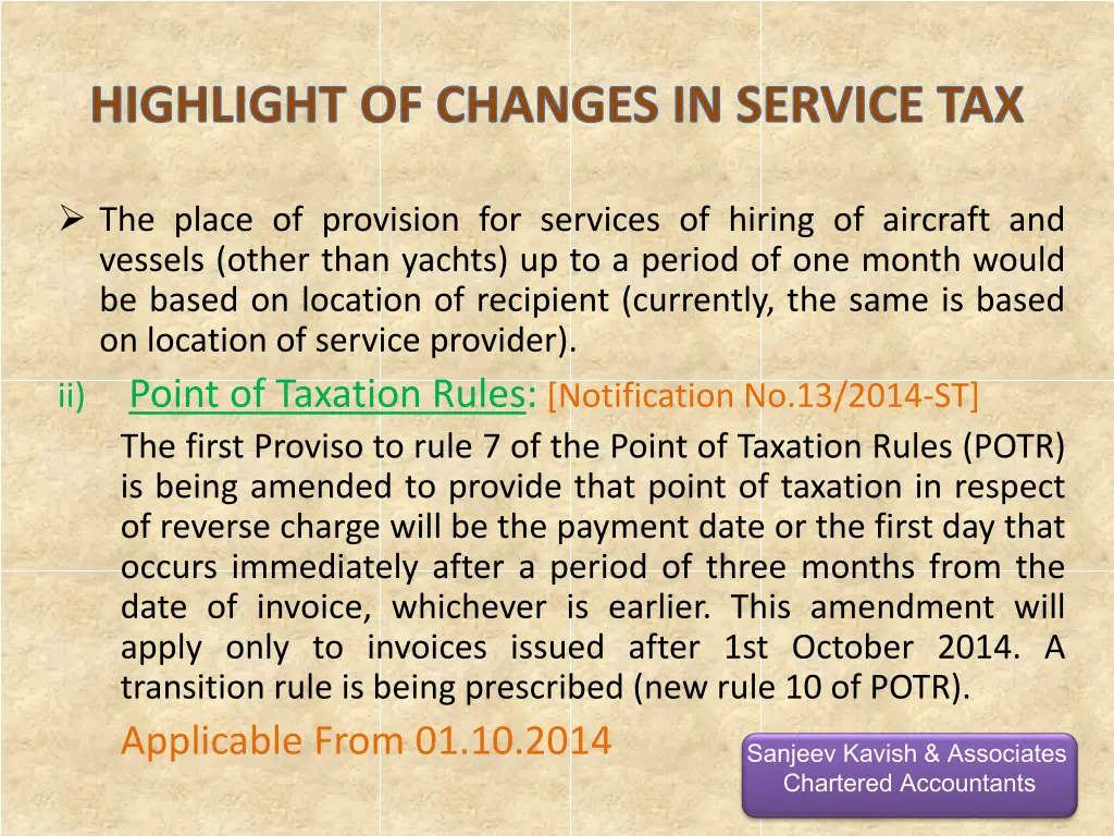 highlight of changes in service tax 9