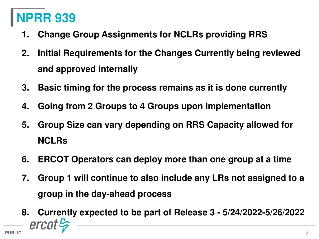 nprr 939 1 change group assignments for nclrs