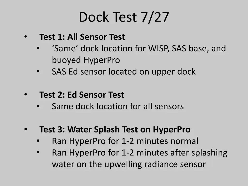 dock test 7 27